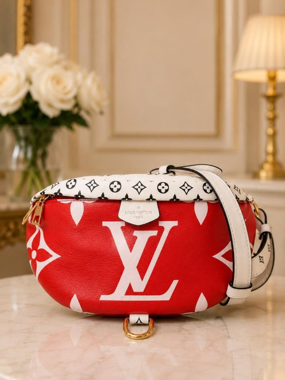 Authentic Louis Vuitton Bumbag Monogram Giant Red White Belt Bag LV